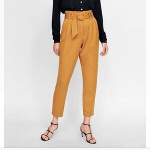 NWOT Zara Mustard trousers with circle belt